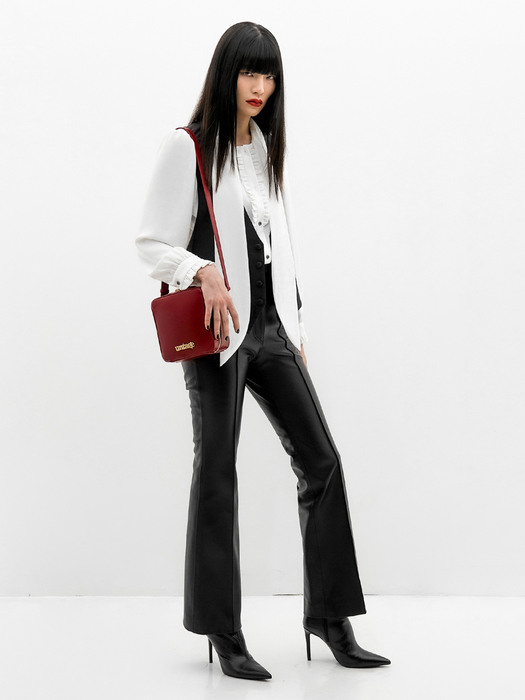 High-Rise Leather Flared-Leg Trousers(WOMAN)_UTH-FP41 
