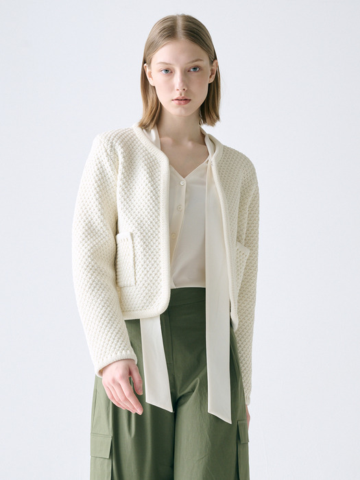 [KNIT] Tweed Crop Cardigan _ 2color