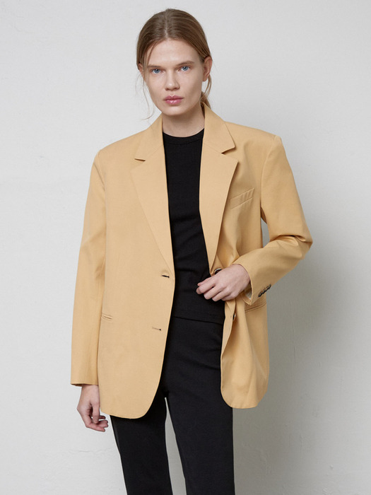 Cotton Linen Overfit Jacket_ Yellow Beige