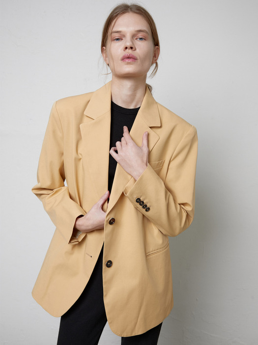 Cotton Linen Overfit Jacket_ Yellow Beige