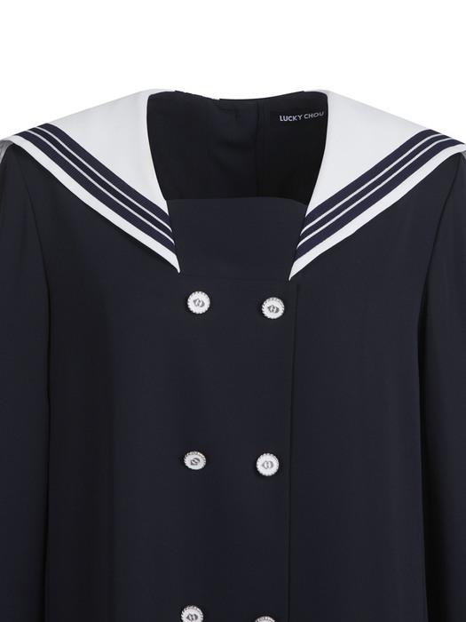Sailor Collar Double Pleats Long Dress_LFDAM23300NYD
