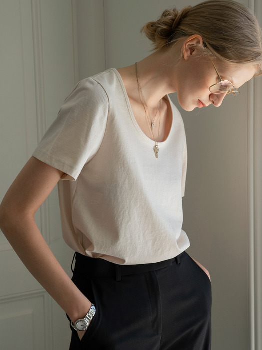 SITP5063 U-neck T-shirt_4Colors