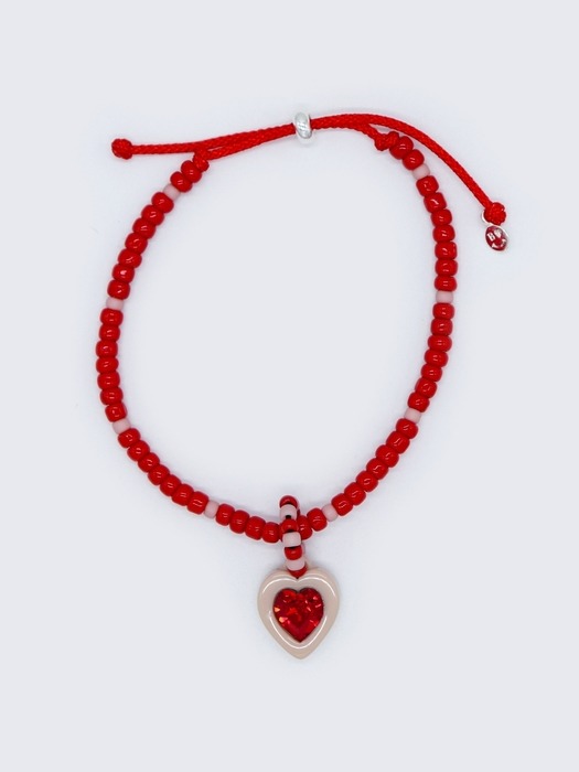 Swarovski heart stone color beads Bracelet 스와로브스키 하트 스톤 컬러 비즈 매듭 팔찌