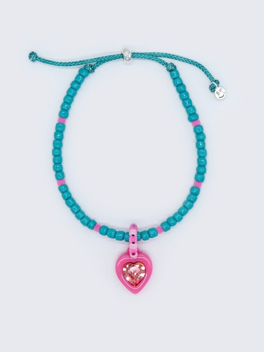 Swarovski heart stone color beads Bracelet 스와로브스키 하트 스톤 컬러 비즈 매듭 팔찌