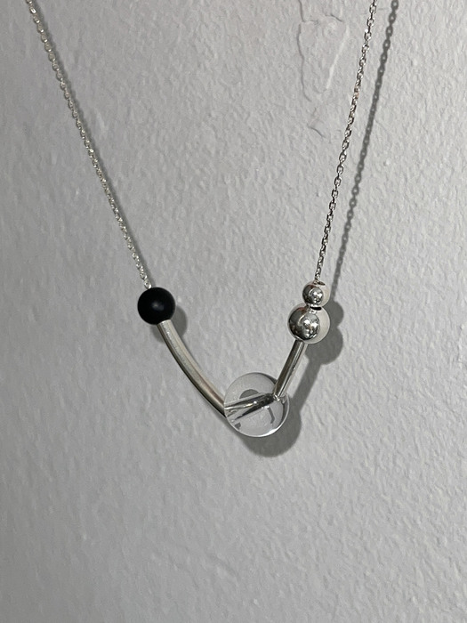Silver Pipe Gemstone Necklace