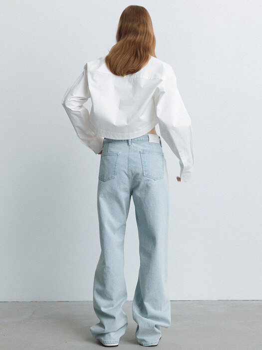 folded waist denim pants (light blue)