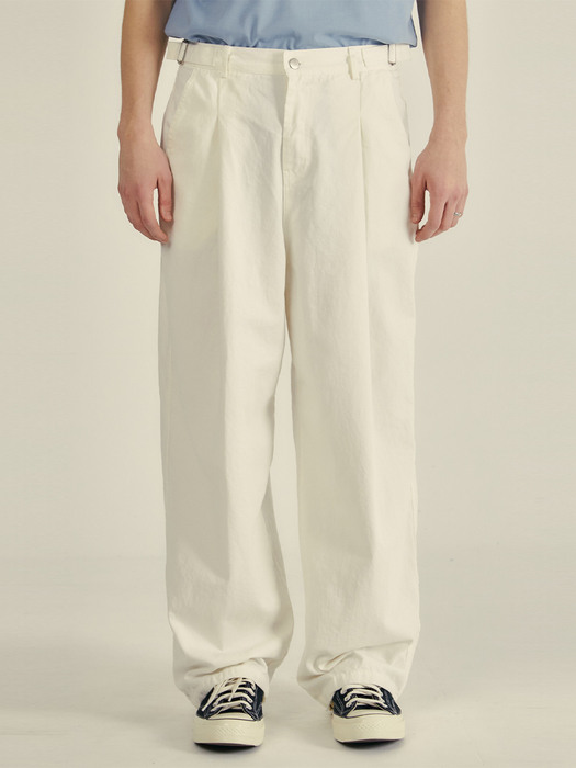 Flap cotton wide washing pants(5col)