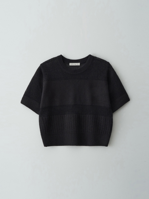 Round Neck Cotton Crop Knit_Charcoal