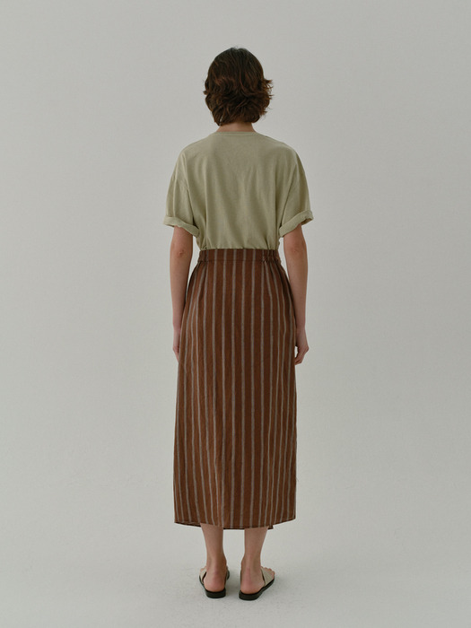 stripe wrap skirt (brown stripe)