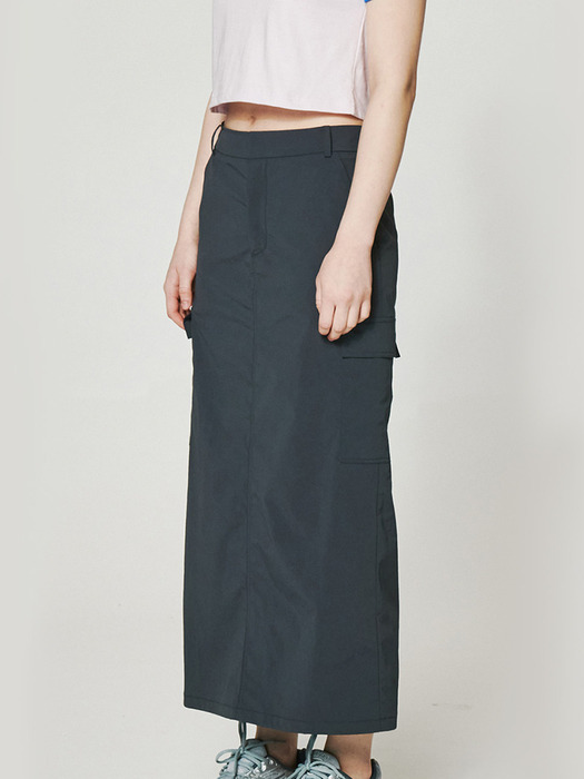 HBTxWMM Nylon Cargo Skirt -  Charcoal Gray