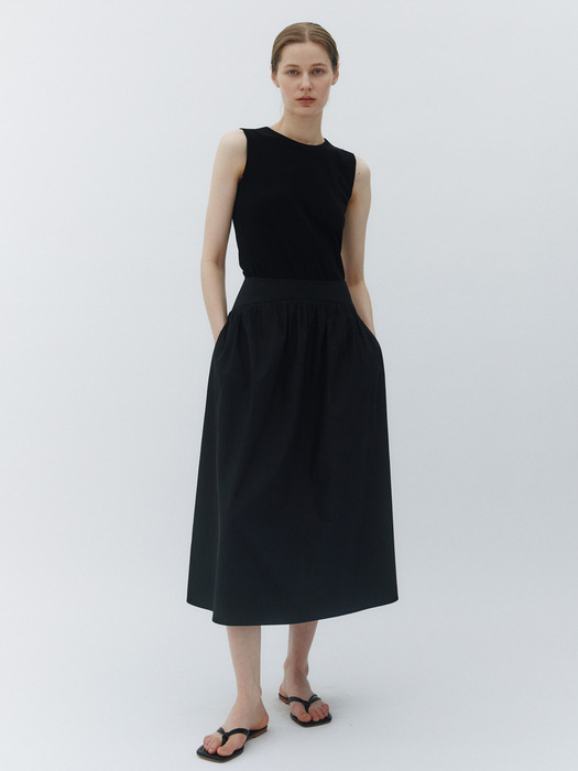 Luna shirring skirt (Black)