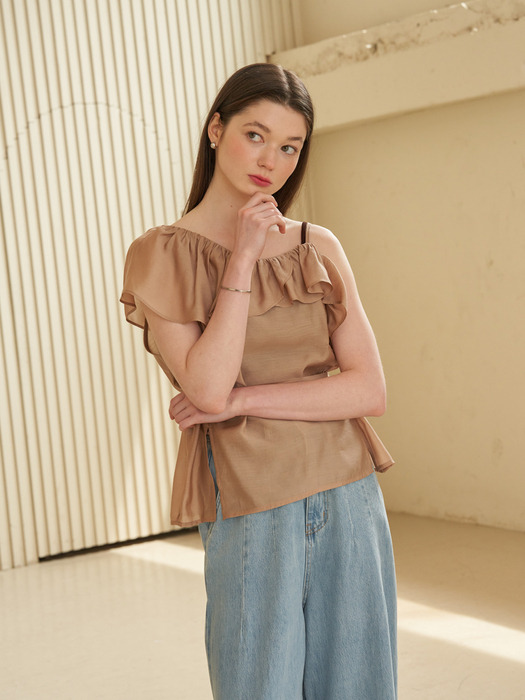 See through frill blouse (Brown)