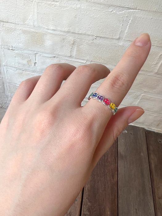 [SILVER 925] COLORFUL SMILE RING (FREE SIZE) AR223020
