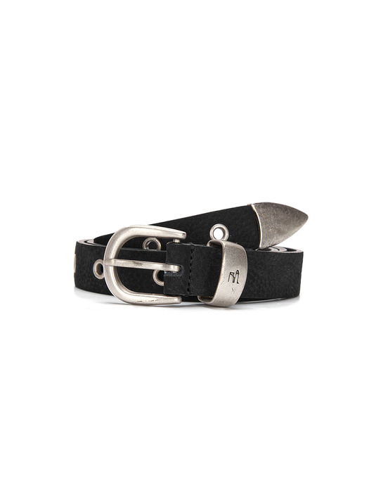 LEATHER SYMBOL BELT_black nubuck