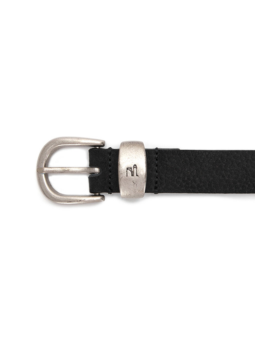 LEATHER SYMBOL BELT_black nubuck