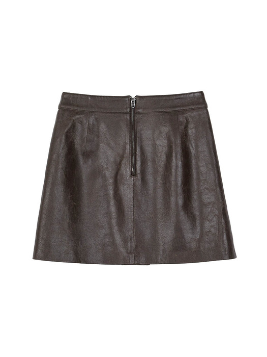 Leather Mini Skirt in Khaki VL3AS321-42