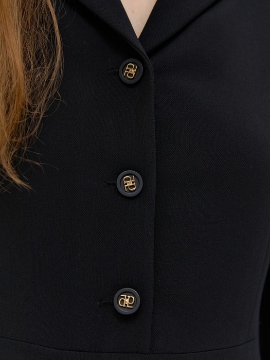 long sleeve button dress - black