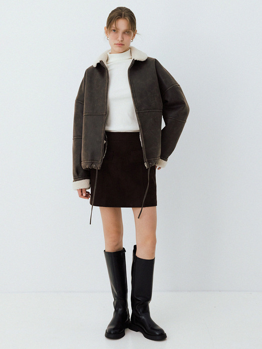 faux suede mini skirt (dark brown)