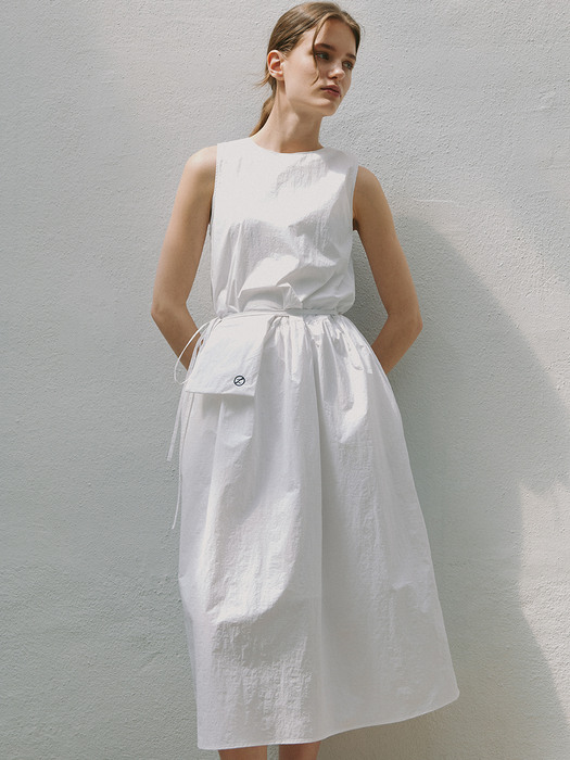 Pocket belt Summer Dress - White