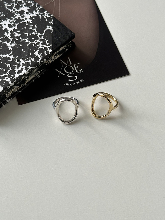 [925silver] Sketch oval ring (2color)