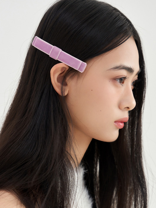flat velvet ribbon hair pin (3colors)