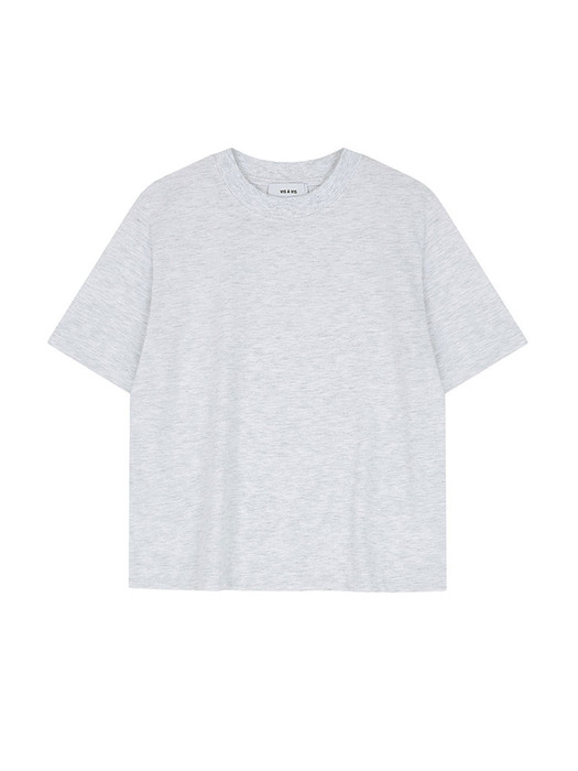 [SS24] EMBROIDERED HALF SLEEVED TEE SHIRT (L.T GRAY MELANGE)