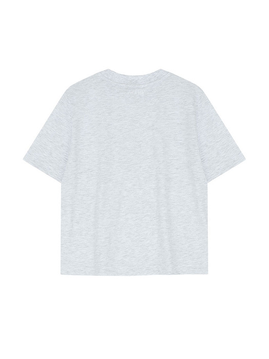 [SS24] EMBROIDERED HALF SLEEVED TEE SHIRT (L.T GRAY MELANGE)