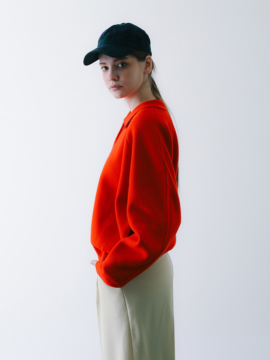 Air Wool Over-Fit Collar Knit Orange