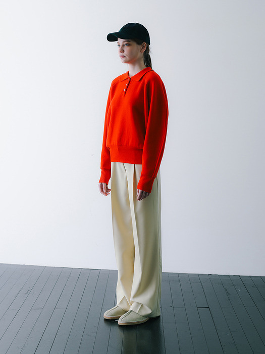 Air Wool Over-Fit Collar Knit Orange