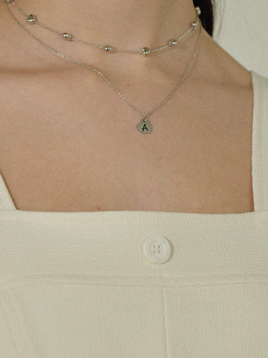A mini heart chain necklace - silver