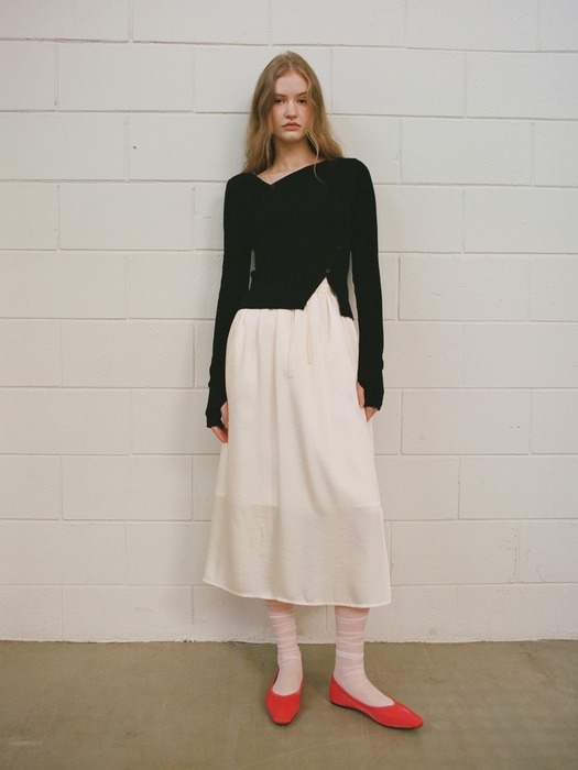 Midi Shirring Skirt Ivory (JWSK4E907IV)