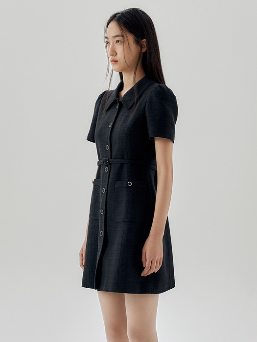 Puff Sleeve Tweed Dress_2color