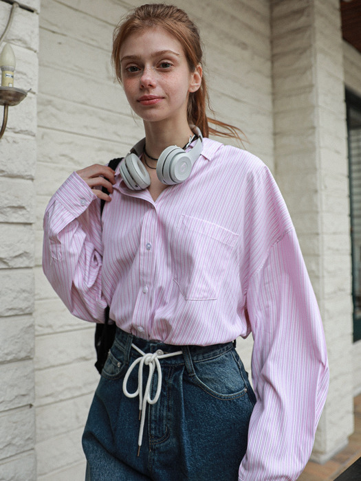 Mary Oversized Stripe Shirt Pink