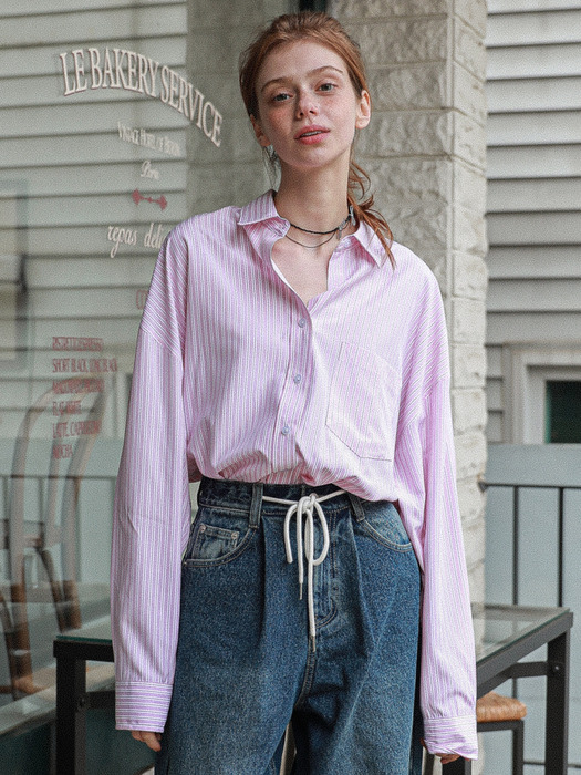 Mary Oversized Stripe Shirt Pink