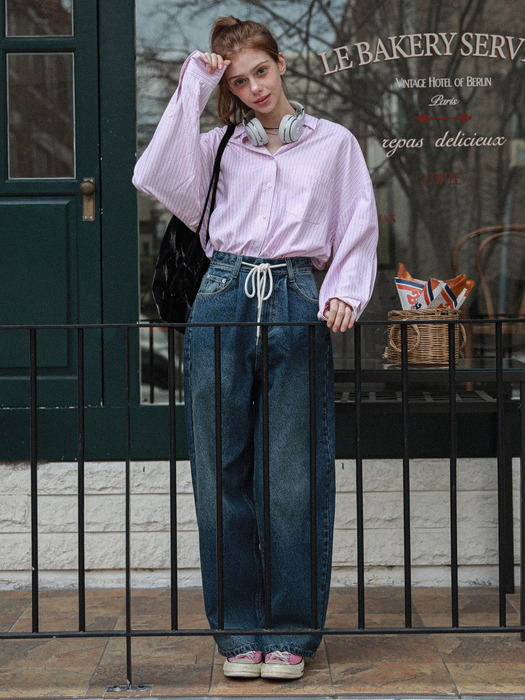 Mary Oversized Stripe Shirt Pink