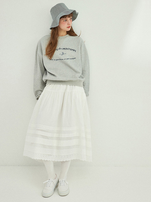 Lace Pintuck Banding Skirt_WHITE