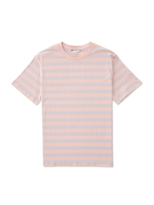 볼드 스트라이프 라운드 티셔츠 (핑크)