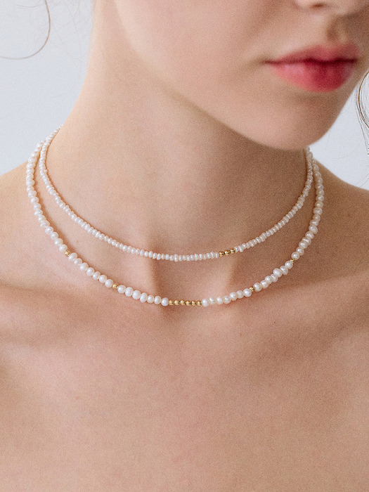 [14K] Sprinkle Pearl Necklace