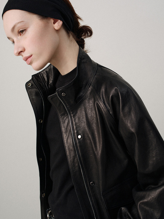 Mills vintage leather blouson (Black)