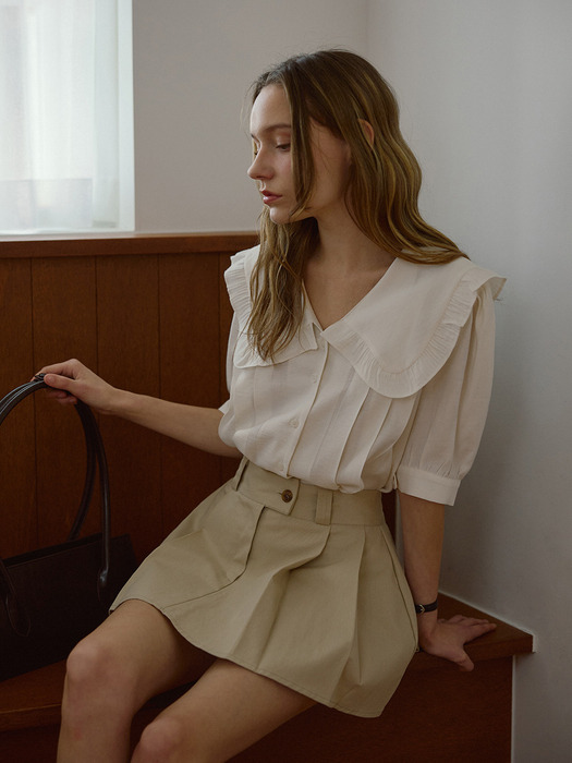 Frill Big Collar Blouse [Ivory]