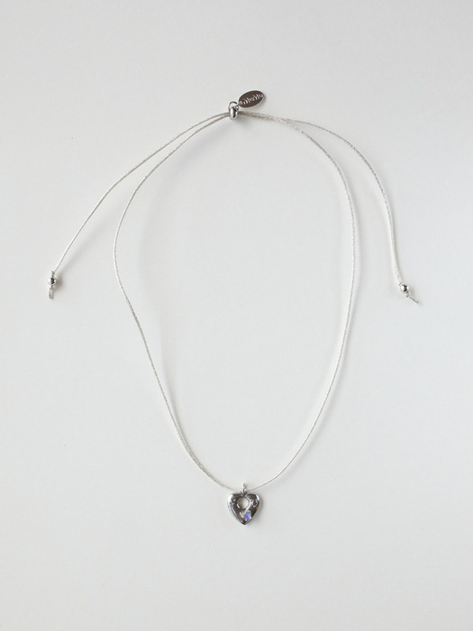 Vintage cubic heart silver string necklace
