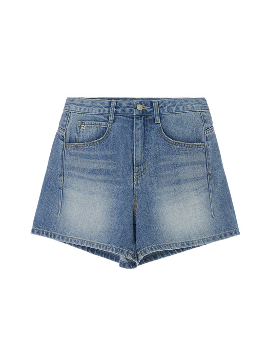 LOOSE DENIM SHORTS, BLUE