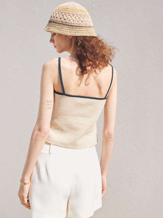 STRIPE SLVLESS TOP_BEIGE