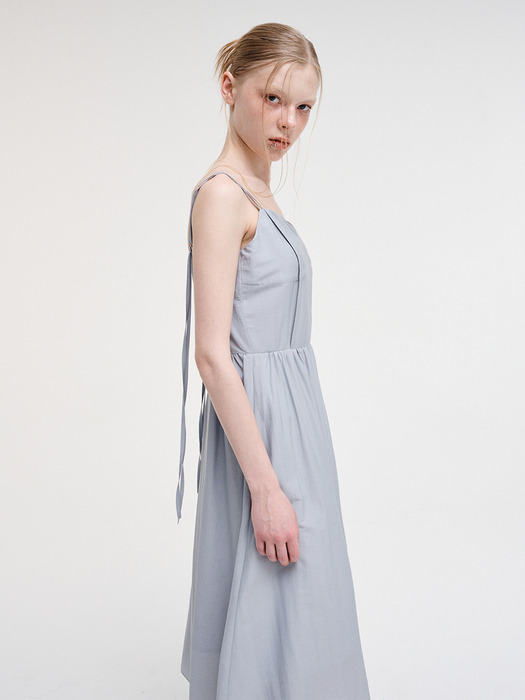에트몽]Slip Pintuck Double Strap Dress, Sky Blue