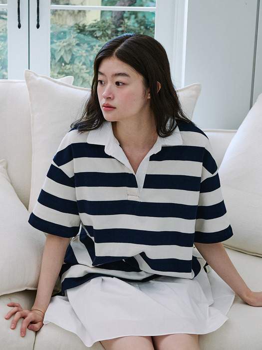 STRIPE COLLAR T-SHIRT_IVORY