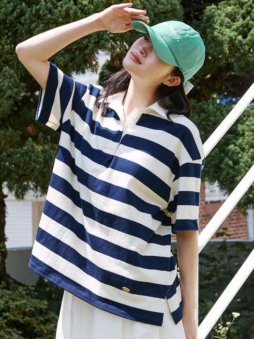 STRIPE COLLAR T-SHIRT_IVORY