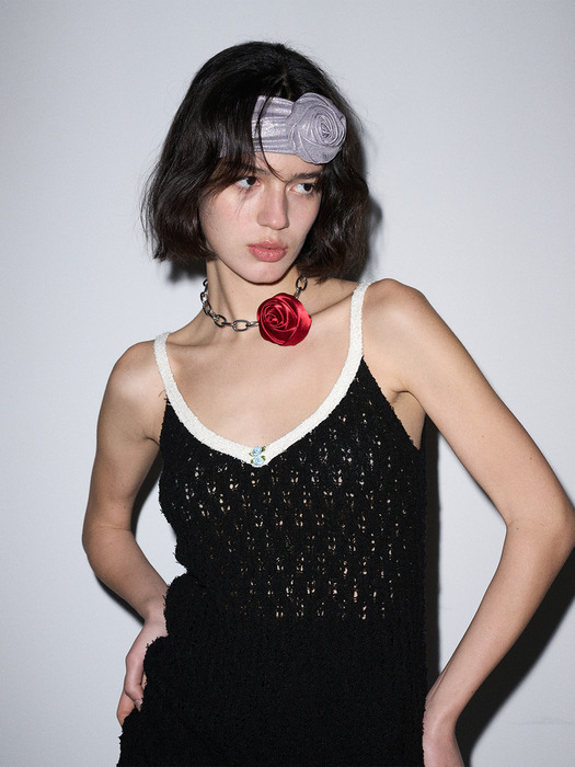 KNIT SLIP DRESS 01.ROSE_BLACK