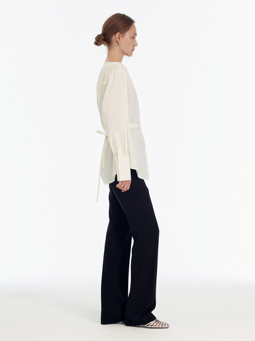 Cotton Boat-neck Blouse