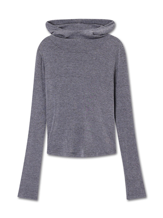 WOOL BLEND BALACLAVA TOP GRAY