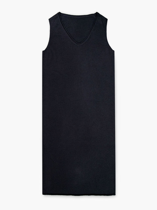 SLEEVELESS LONG KNIT DRESS_BLACK